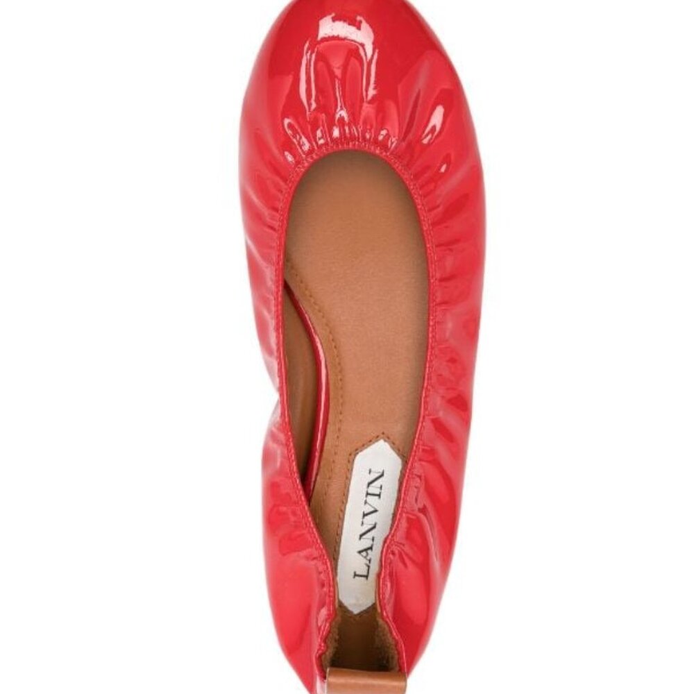 Lanvin red ballerina flats in patent leather